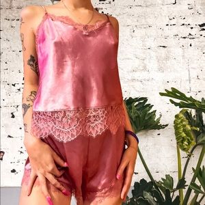 pink silk lace Victoria’s Secret night set